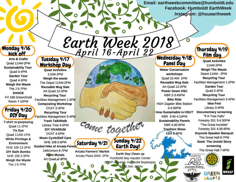 Earth Week 2018 Calendar of Events, April 16-April 22
