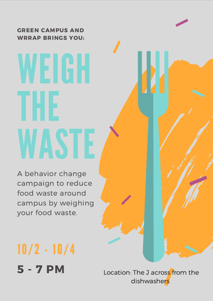 Flyer for Weigh the Waste at the J, October 2-4, 2018